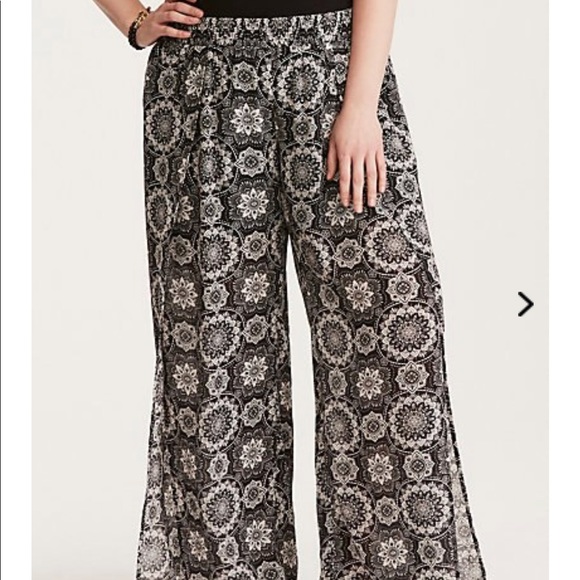 torrid Pants - Torrid Medallion Chiffon Side Slit Wide Pants
